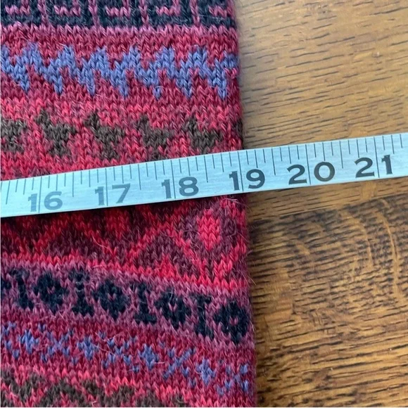 Vintage Baby Alpaca Fair Isle Sweater Cranberry Red Multicolor Men’s Size Small - Picture 7 of 15